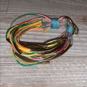 Gold Multicolor Waxed Cord Bracelet
